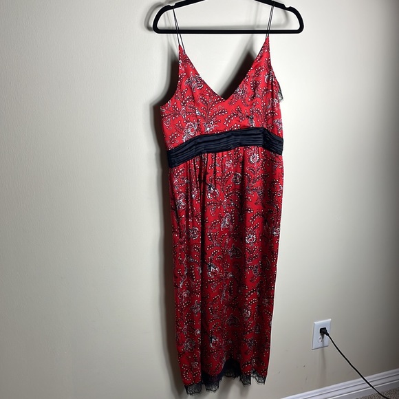 Cinq a Sept Red and Black Midi Dress - Picture 6 of 7